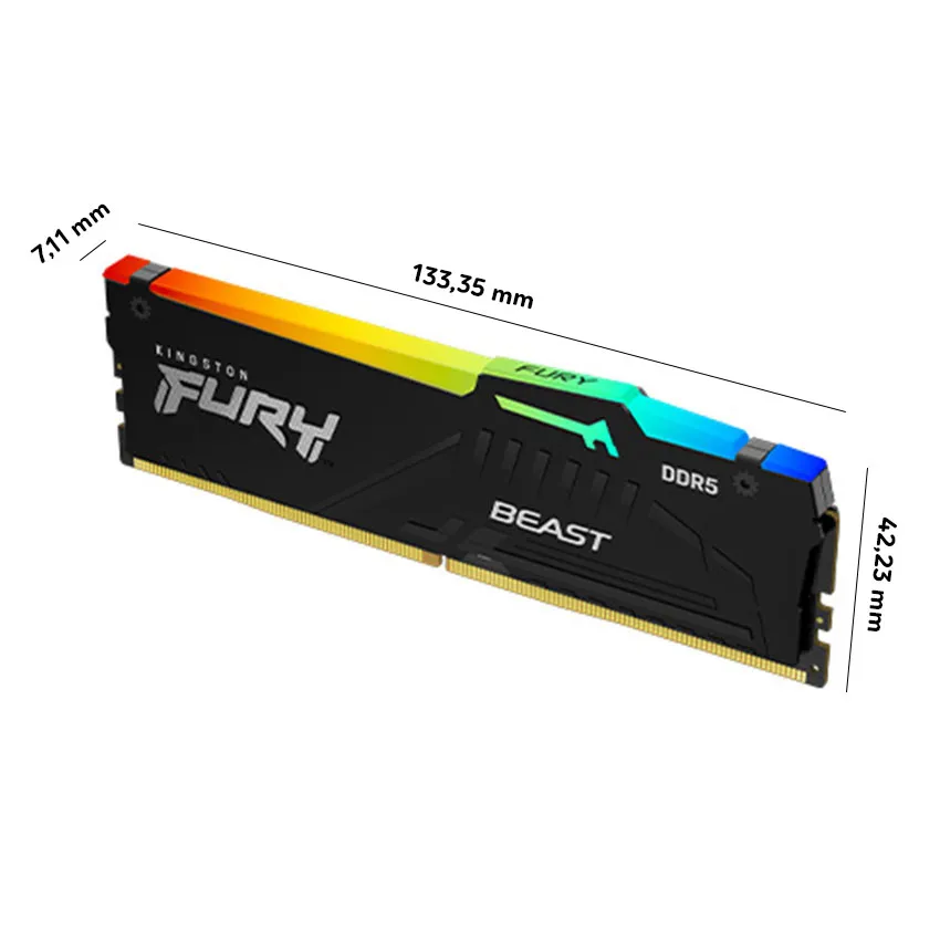 Ram Desktop Kingston Fury Beast RGB (KF556C40BBAK2-16) 16GB (2x8GB) - DDR5 5600MHz